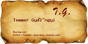 Temmer Gyöngyi névjegykártya